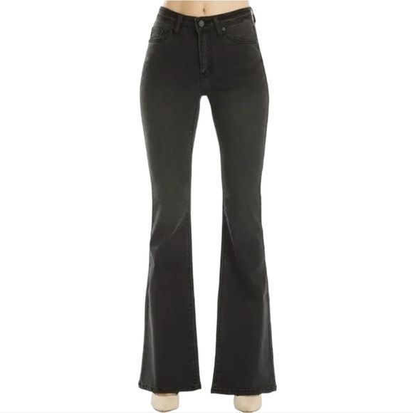KanCan Denim - Kancan Charcoal Black Flare Leg Jeans